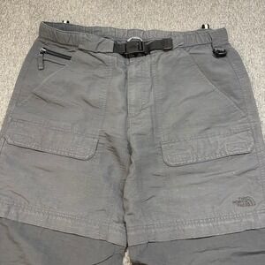 The North Face Mens Convertible Zip Off Pants Cargo Belted Grey M